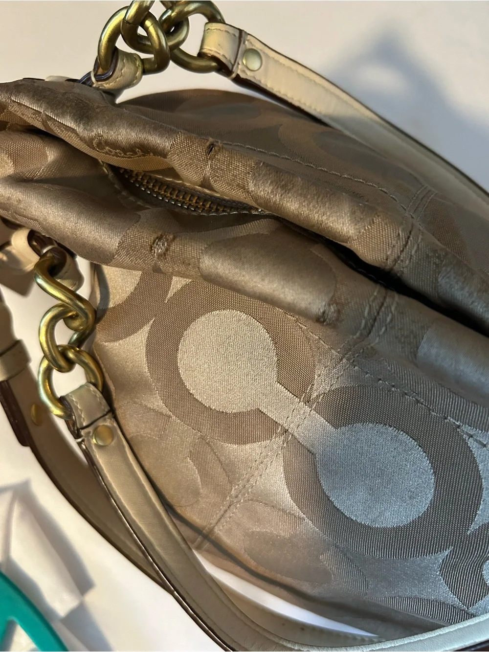 Coach Signature Op Art Sateen Brooke Hobo Shoulder Bag
